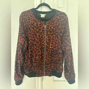beachlunchlounge Orange and Black Leopard Bomber Jacket